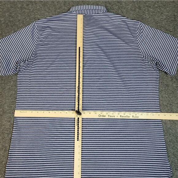 Peter Millar Crowm Craft Mens Golf Polo Shirt Size 2XL Purple Navy Blue Striped - Picture 10 of 12